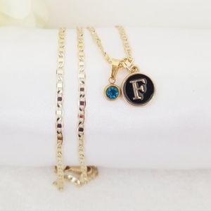 14K Gold Plated F Letter Women's Necklace. New